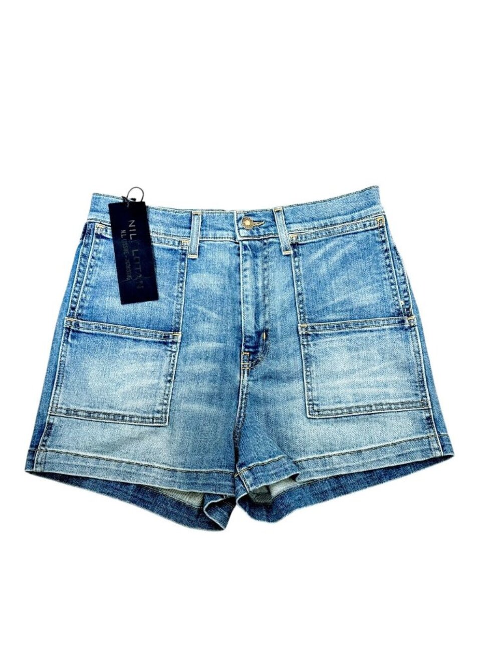 Nili Lotan Women Livie Denim Shorts High-Waist Fit Light Blue Wash